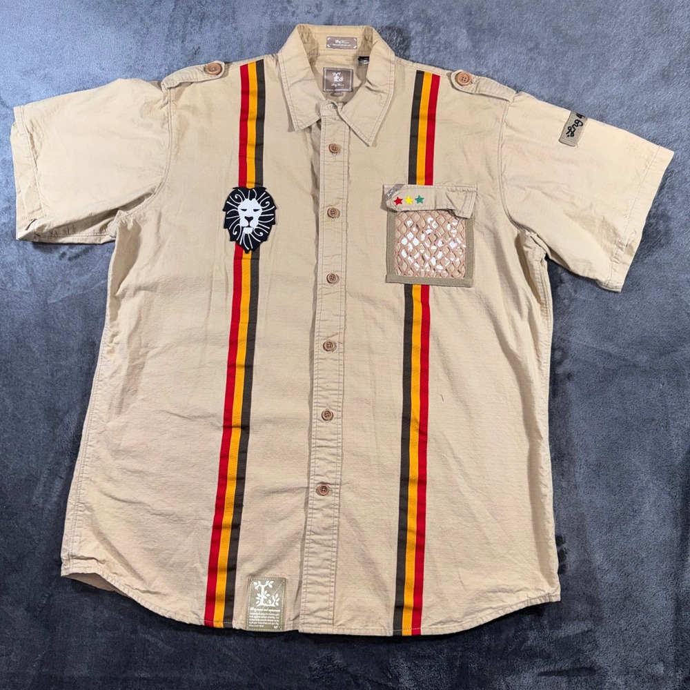 Lrg Uprise Short Sleeve Jamaican Lion Shirt Xxxl Rare